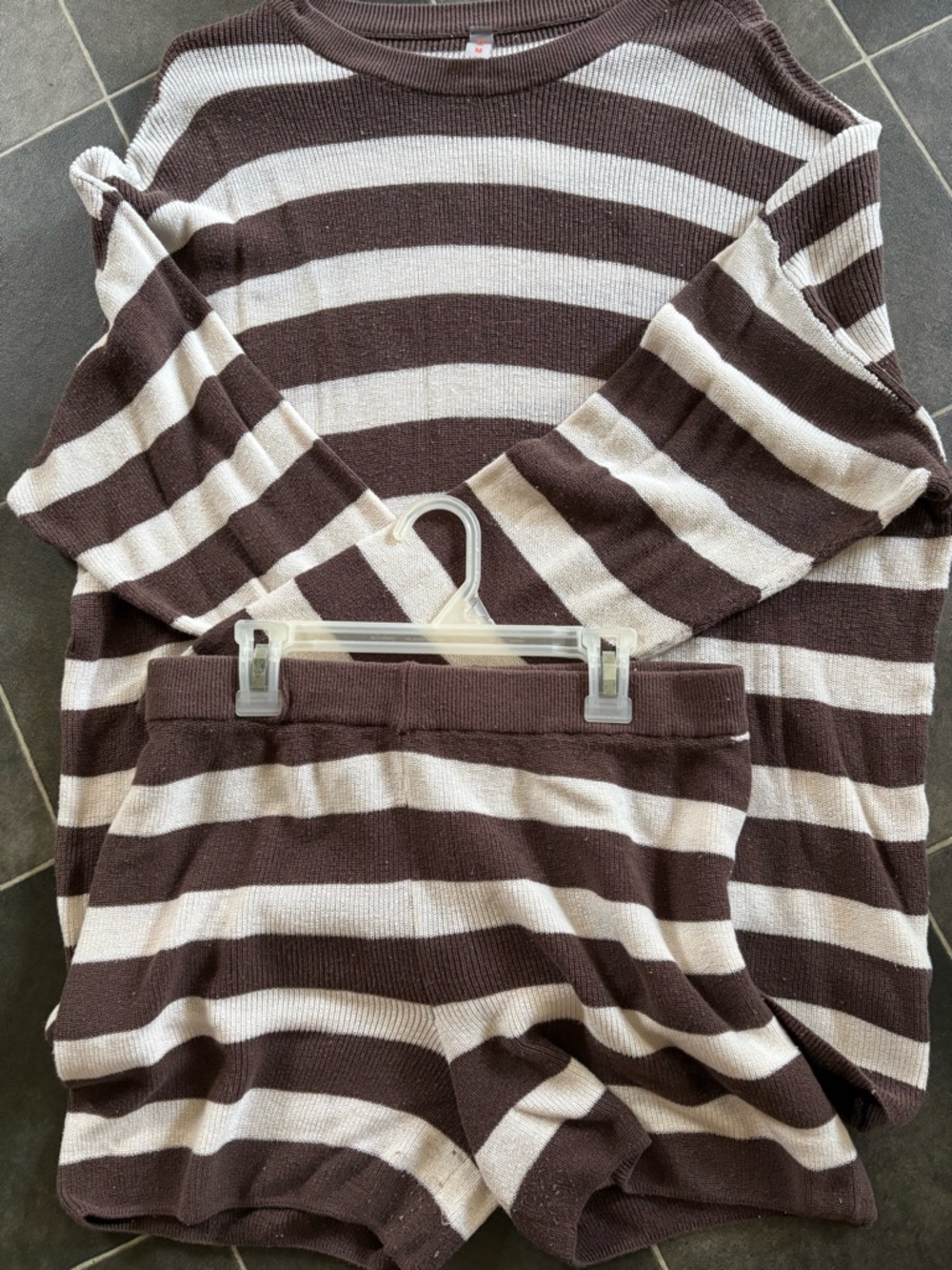 Mono B Brown and Cream Striped Lounge Set